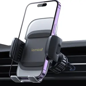 Lamicall Car Phone Holder Vent - Upgraded Spring Loaded Hook Big Phone Friendly Air Vent Cell Phone Holder for Car Mount Hands-Free Cradle for iPhone 16 15 14 13 Pro Max Smartphones