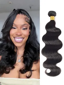 1 Pc Human Hair Bundles Long Body Wave Hair Remy Human Hair Extensions Double Weft Brown 12-30 Inch For Women Christmas Costumes New Year Party Wig Holiday Wig Festive Style Christmas Gift