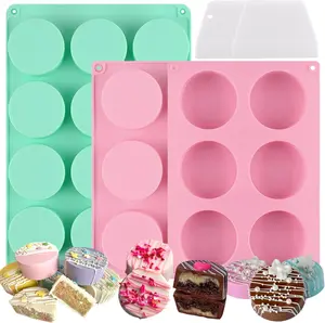 Cake Puck Mold Set 2 Different Sizes, 3 Pack Cake Puck Mold with 2 Scraper, Molds for Chocolate, DIY Cake Cores Silicone Tin