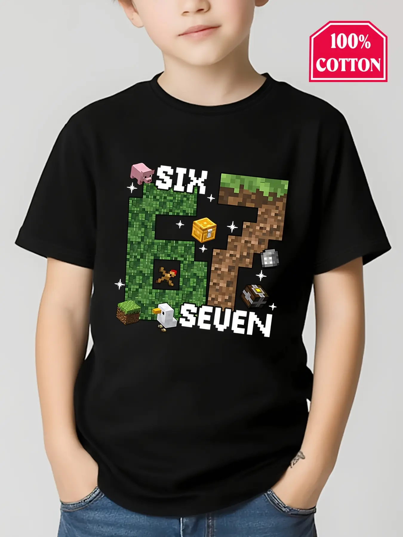 Toddler Pixel Graphic T Shirts for Boys & Girls with Slogan Text, 100% Cotton Video Game Shirt for Ages 3 - 4 Years