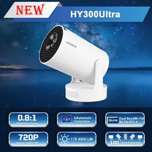 【Built-in Apps】HY300Ultra Mini Projector WiFi Bluetooth ,Movie Projector Compatible with TV Stick Smartphone / USB,Support 4K Portable HD Outdoor Indoor for Home Theater with Wall/Ceiling Projection