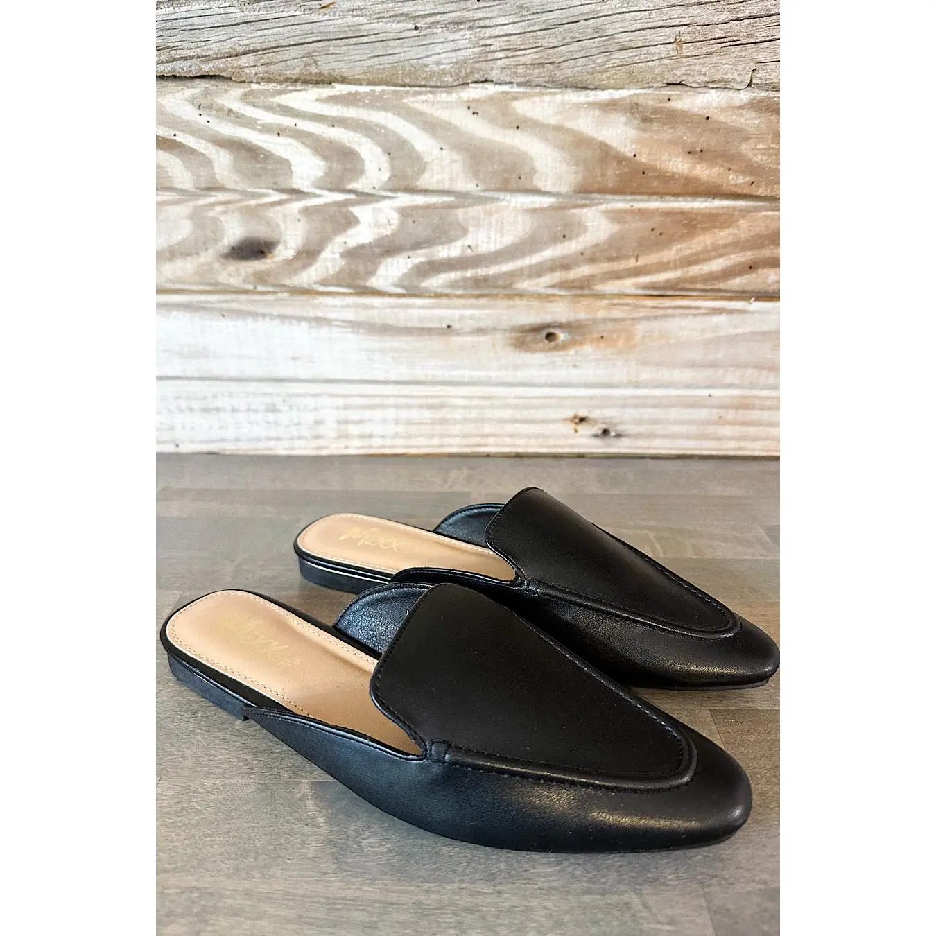 Maya Mule Slide Loafers in Black