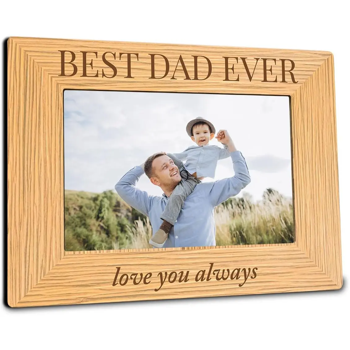 Dad Picture Frame - Best Dad Ever - 4x6 Wooden Photo Frame With Support Thank You Gift For Dad From Daughter Son? Father's Day Birthday Christmas Valentine’s Gifts for Father -A08