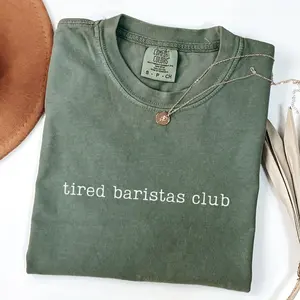Comfort Colors Tired Baristas Club Shirt, Funny Barista Shirt, Barista Gift, Coffee Shop Shirt, Staff Shirt, Gift for Barista, New Barista
