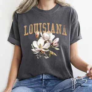 Louisiana State Flower Comfort Colors Tshirt, Women's Crew Neck, Crewneck