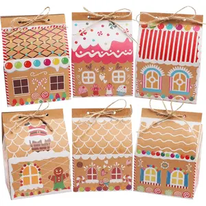 24 count Christmas  Paper  Boxes, Xmas Candy House Style Goodies  Bags for Christmas Party Favor