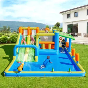 Yaheetech 8-in-1/10-in-1 Inflatable Bounce House with Splash Pool, Slide, Climbing Wall, and Market Stand for Kids Ages 3-10, 520W Blower, Portable & Multifunctional Playground Set