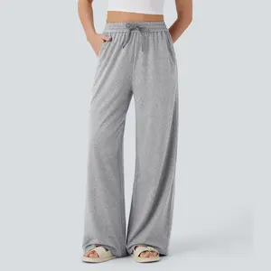 Halara High Waisted Drawstring Pocket Wide Leg Casual Pants
