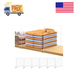 6 PCS Shelf Dividers for Closet Organization Acrylic Clear Closet Shelf Divider