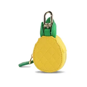 Cute Fruit Coin Purse Bag Charm,Mini Leather Coin Change Purse & Pouch Holder Keychain Charm for Handbag Tote Wallet Airtag Accessories,Kawaii Fruit Bag Charms for Girl Women Pineapple