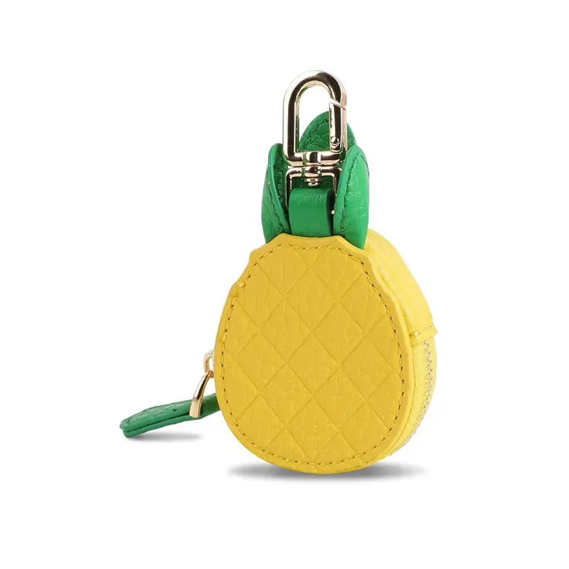 Cute Fruit Coin Purse Bag Charm,Mini Leather Coin Change Purse & Pouch Holder Keychain Charm for Handbag Tote Wallet Airtag Accessories,Kawaii Fruit Bag Charms for Girl Women Pineapple