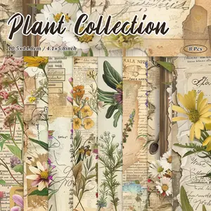 16 Sheets Scrapbook Paper Set – 4 Vintage-Inspired Styles (Guitar Butterfly, Botanical Notes, Aged Paper, Butterfly Prints) for Junk Journals, Scrapbooking, Card Making &  Crafting Kit
