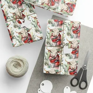 Highland Cow Gift Wrapping Paper, Western Christmas Gift Wrapping Paper, Western Christmas Cow. Gift Wrapping Paper Roll