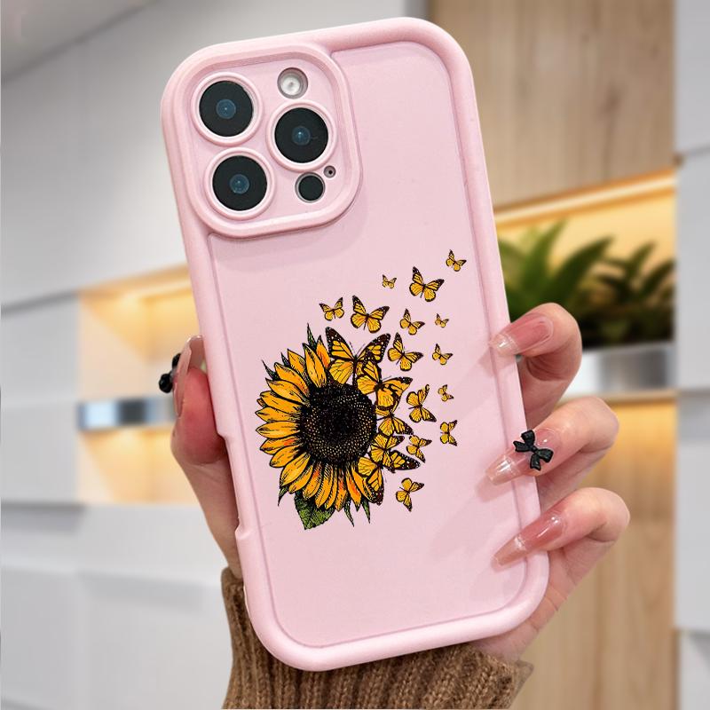 Blown Sunflower Case for iPhone 17 Air 16 16e 15 14 13 12 11 Pro Max Plus X XS Shockproof Non Slip Military-Grade Protection Silicone Cover