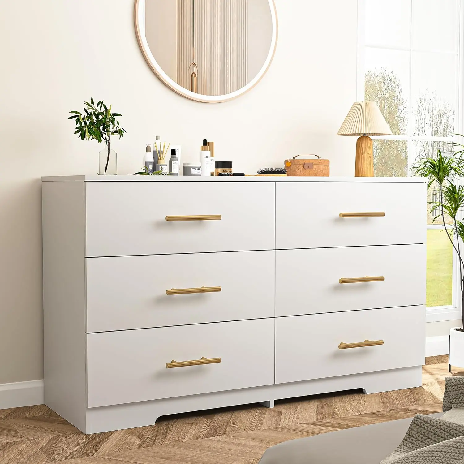 White 6 Drawer Dresser, Multi-Drawer Storage Cabinet, Modern Nickel Handle  Dresser Cabinet for Bedroom, Distressed Antique White DresserFluted  Sideboard Cabinet with Gold Handles Farmhouse Chic Wooden Dresser with  Metal Handles - TikTok