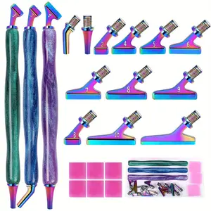 Diamond Art Painting Pen Kit, Diamond Art Pens 12pcs 45°Metal Screw Thread Tips 5D Resin Painting Tools Accessories Multi Placer Tips for DIY Handmade