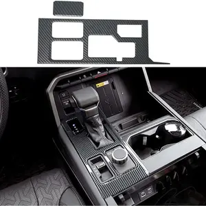 Center Console Gear Shift Panel Trim Cover for Toyota Tundra Accessories 2025 2024 2023 2022 for Toyota Sequoia - Carbon Style