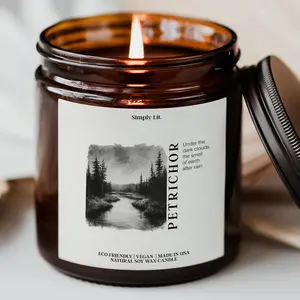 Petrichor Doctor Who Candle, The Smell of Earth After Rain, Dr Who Gift, Natural Soy Wax Candle Amber Jar, Gift For Him, Gift For Her