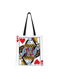 1PC Queen Of Hearts – Playing Card Canvas Tote Bag - Large Capacity Durable Shoulder Strap Easy-Access No-Closure Design Hand Washable - Perfect for Everyday Use Everyday Tote Bag|Unique Fashion Tote Durable Canvas Handcrafted Bag