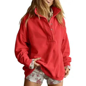 Gacaky Sweatshirt for Women Casual Long Sleeve Button Henley Neck Pullover Tops Fashion Outfits Clothes