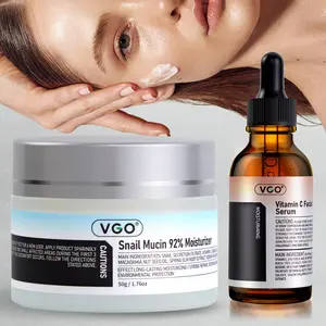 VGO 30ml Vitamin C Essence & 50g Snail Cream – All Skin Types Compatible, Daily Skincare Gold Combo