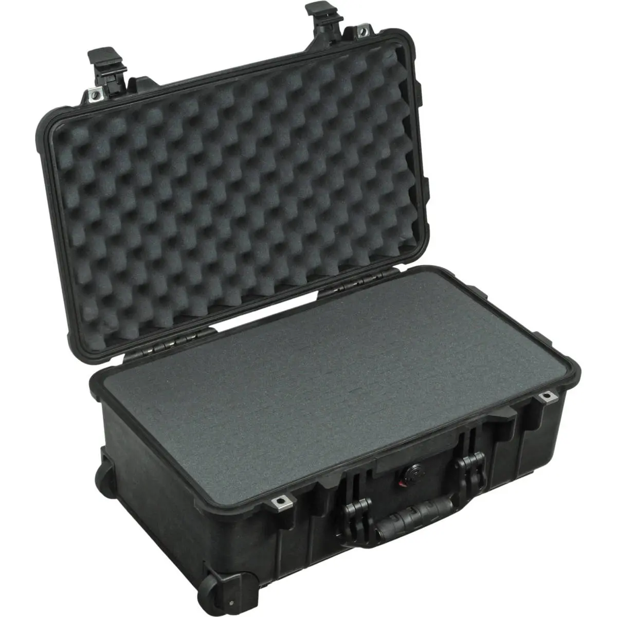 Pelican 1510 Watertight Hard Carry-On Case with Retractable Steel Handle, Automatic Wheels, Foam Insert, Equipment Protection - Charcoal Black