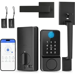 Keyless Entry Door Lock with Handle, APP Control  Front Lock Set, Keypad Door Lock with Handle, Keypad Deadbolt Auto Lock, Easy to Install, , Black