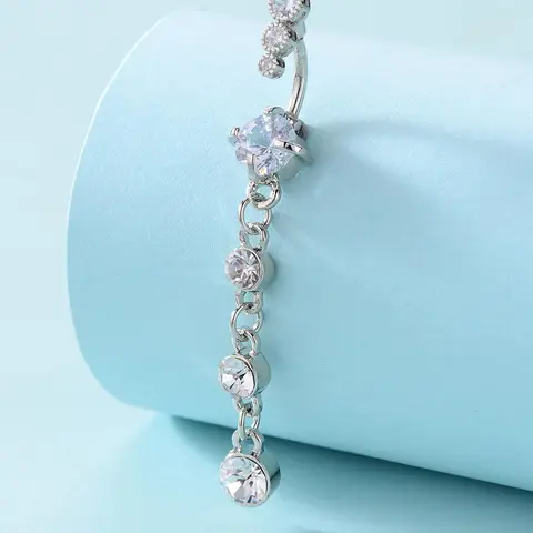 Women's Belly Ring Jewelry Long Design Plated Precious Metal Artificial Zircon, All-Season Fashion Accessory for Women Body Piercing Jewelry Navel Piercing Jewelry Belly Button Piercing Belly Button Rings Body Jewellery