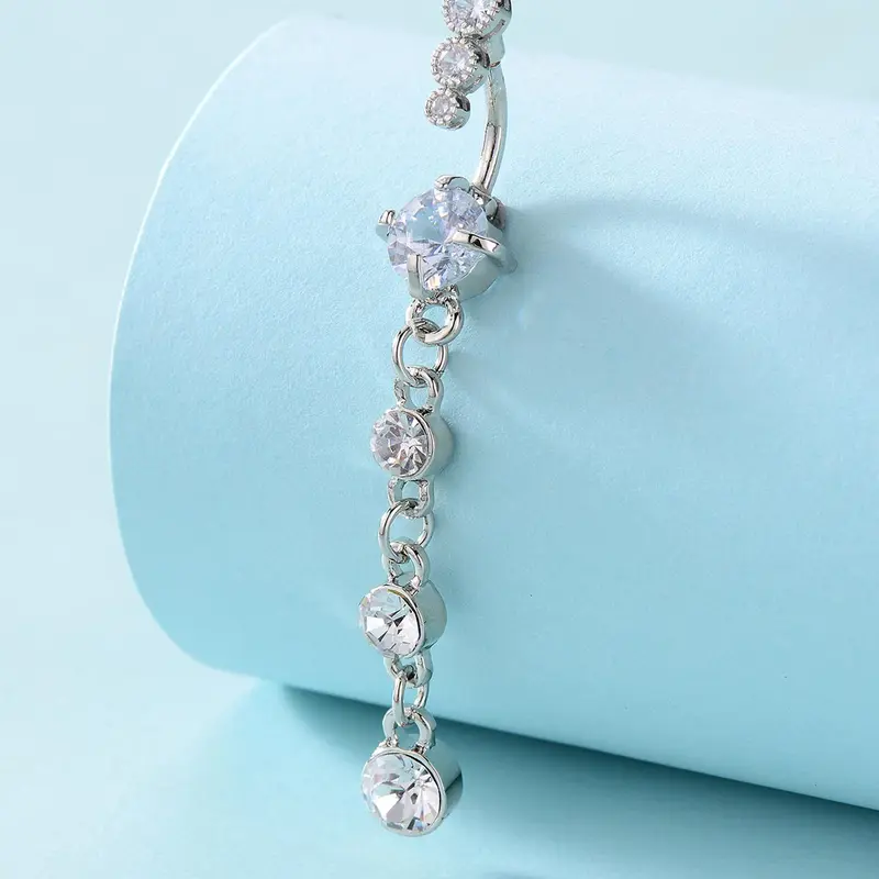 Women's Belly Ring Jewelry Long Design Plated Precious Metal Artificial Zircon, All-Season Fashion Accessory for Women Body Piercing Jewelry Navel Piercing Jewelry Belly Button Piercing Belly Button Rings Body Jewellery
