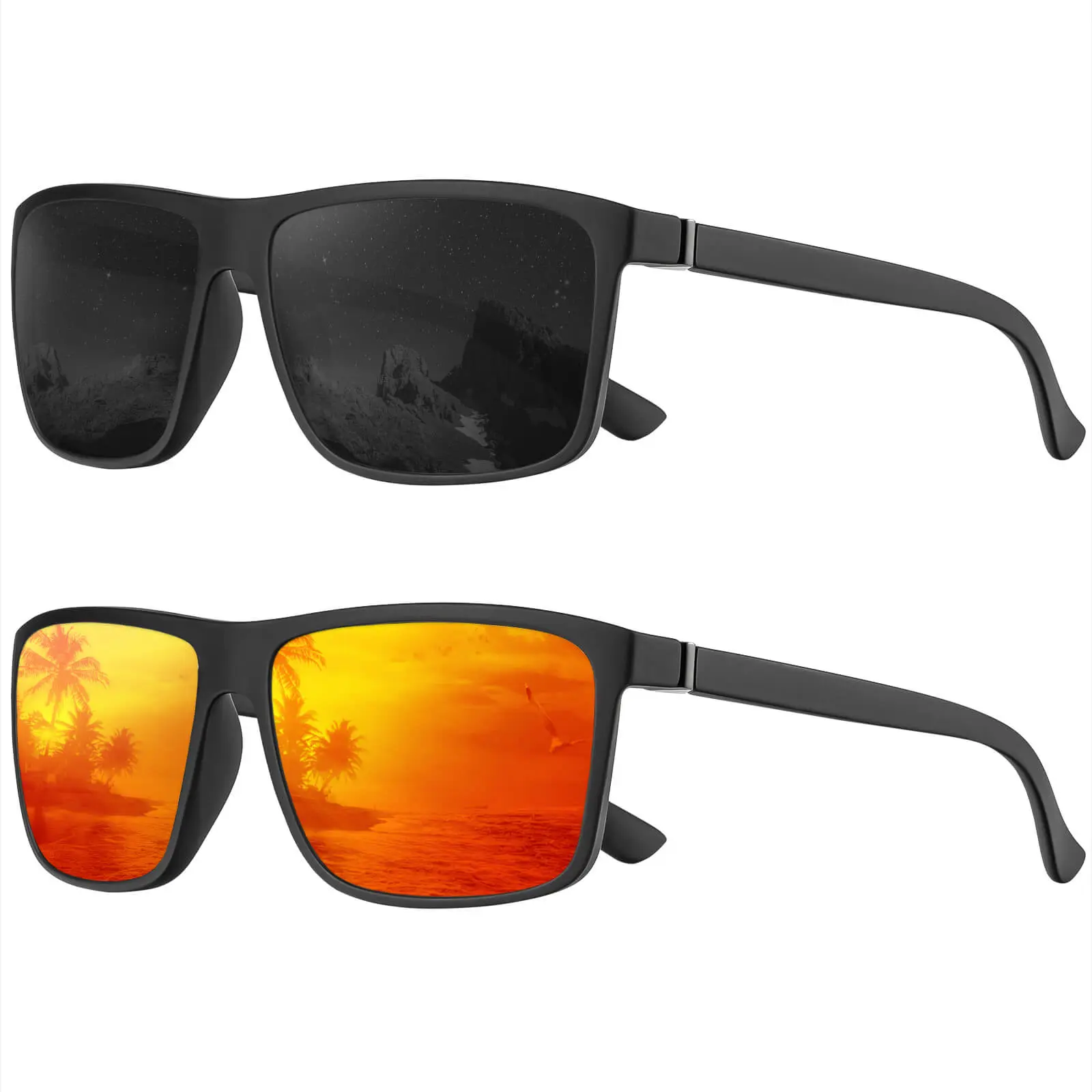 (2 Pack) Black/Red