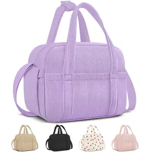 TikTokShopBacktoSchool Coobiiya Cute Insulated Reusable Lunchbox Leakproof Simple Lunch Boxes Soft Corduroy Lunch Tote Bag Large Cooler Bag Containers, with Shoulder Strap Dealsforyoudays