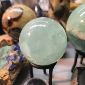 Green Fluorite, Sphere-- Naturally UV/Blacklight Reactive!