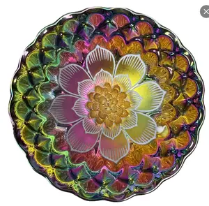 Aurora Lotus Iridescent Jian Zhan Decorative Plate
