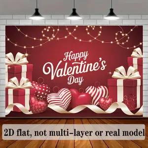 2D Flat - 1pc 2D Flat Romantic Valentine'S Day Party Background Cloth | Polyester Banner Decor, Perfect for Valentine'S Day and Wedding Decorations, Suitable for Outdoor and Home Use