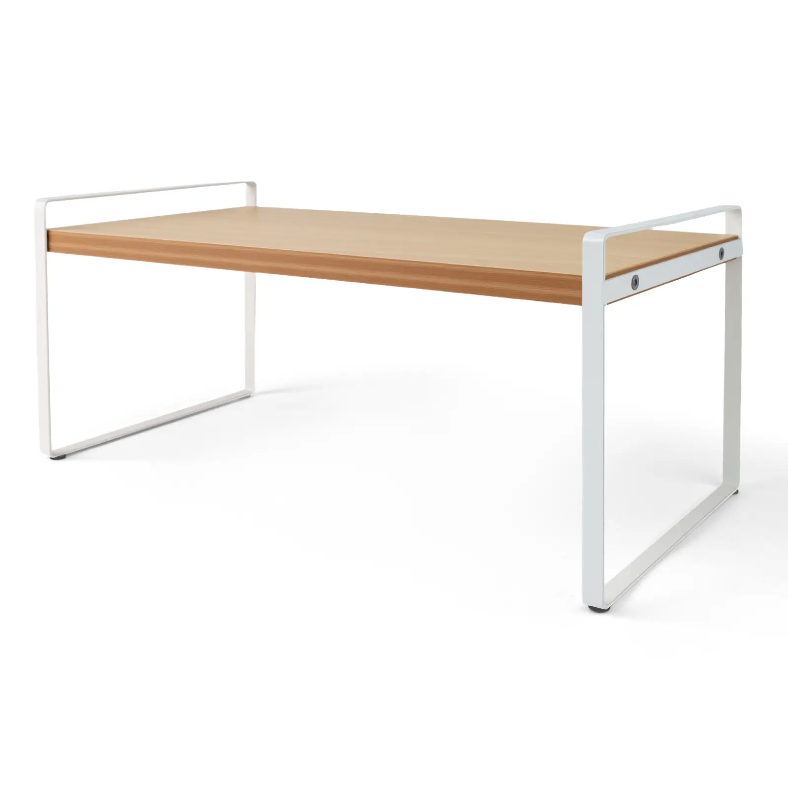 White Single-Tier Wood Desk Organizer - Compact, Lightweight Scandinavian Farmhouse Storage Organizer for Office Supplies, Desk Accessories, Easy Access Clutter-Free Use in Apartments, 15.94" x 8.07" x 7.09in