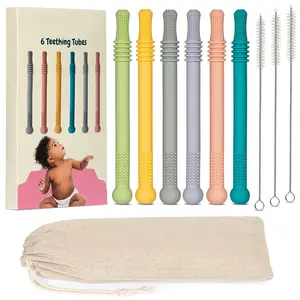 Teething Sticks for Babies 0-36 Months - Super Soft Silicone Teethers in 6 Vibrant Colors, Infant Teething Relief, Multicolored Teething Toys