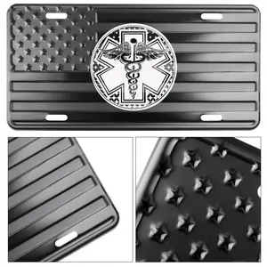 First Responders Edition EMS Embossed American Flag License Plate Tag .