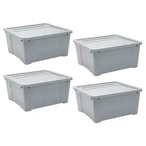 Improvements Stackable Plastic Storage Bins - Set of 4 Improvements Stackable Plastic Storage Bins - Set of 4