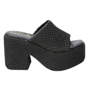 BEACH by Matisse Womens Como Block Platform Casual Sandals Casual High Heel 3" & Up - Black