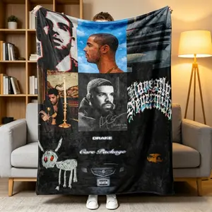 Rapper Drake 3D Print Flannel Blanket, Album Covers Collage Throw, Soft Cozy Warm Blanket for Bed, Sofa, Travel, Fan Birthday Gift