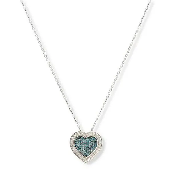 Colleen Lopez Blue and White Diamond Heart Necklace