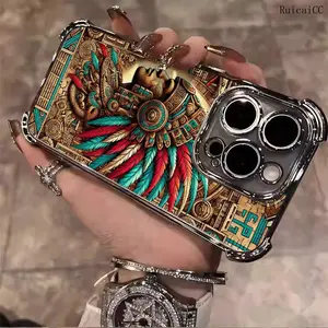 Mysterious Maya style totem personalized phone case Suitable for iPhone 16/15/14/13/12/11 Xs Pro Max Plus electroplated anti drop soft case phone case C106 Protector Screen Protector Protection Protective Cover Smartphone Casing Cellphone Shockproof
