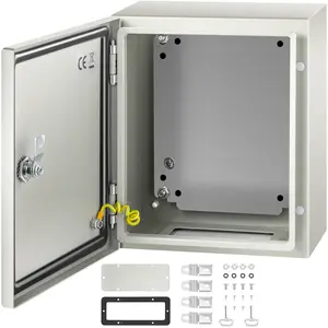 【fathersdaygift】VEVOR NEMA Steel Enclosure, 12 x 10 x 6\'\' NEMA 4X Steel Electrical Box, IP66 Waterproof & Dustproof, Outdoor/Indoor Electrical Junction Box, with Mounting Plate, Lock Box