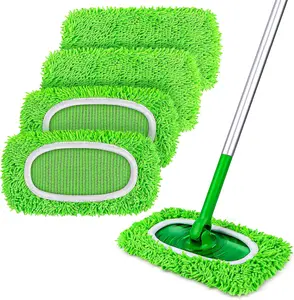 Reusable Microfiber Mop Pads,Mop Pads Replacements for Wet & Dry Use, Floor Cleaning Sweeping Mopping Pads Refills for Household Cleaning, Pack of 4
