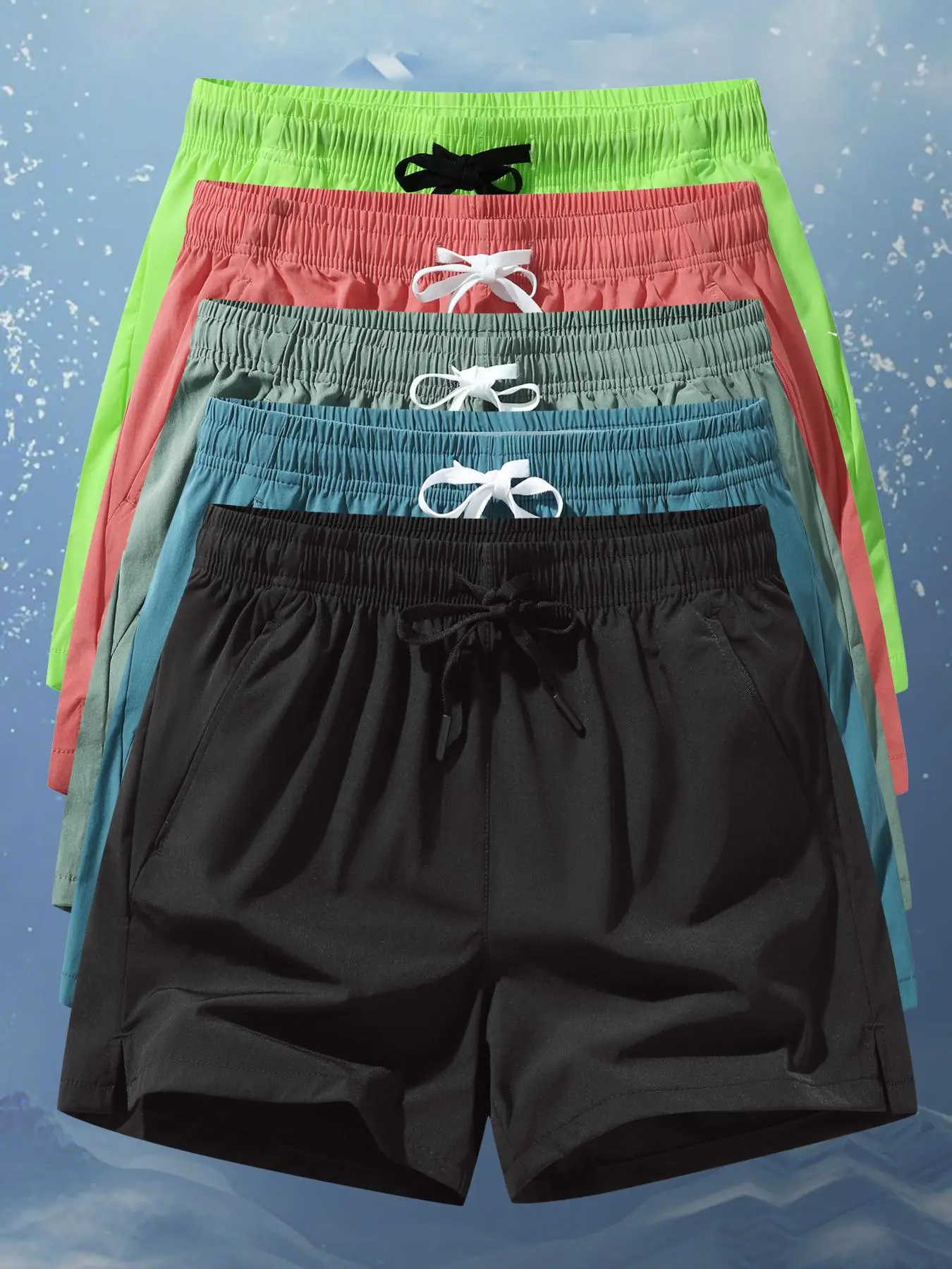 Men's Solid Color Drawstring Waist Shorts, Casual Athletic Pocket Shorts for Summer, Men's Bottoms for Daily Wear, Casual Stretch Shorts