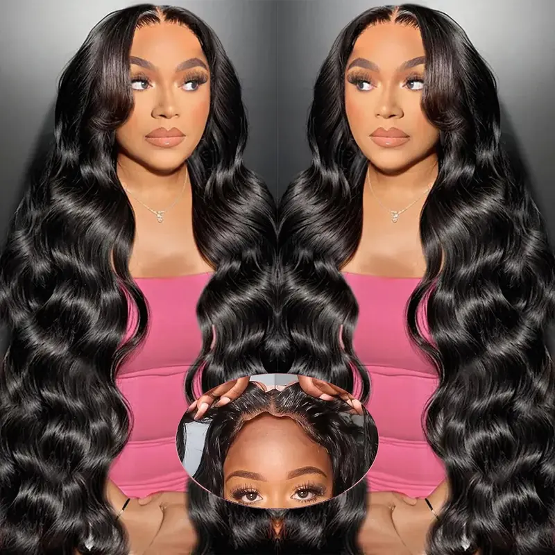 8x5 Wear and Go Glueless Wig for Beginner HD Lace Closure Wig Human Hair for Black Women Pre Plucked Pre Cut Lace Front Wigs Body Wave 200% Density Glueless Wigs Human Hair