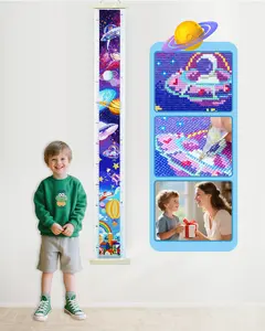 ForeverYoung DIY Growth Chart for Wall Diamond Art Kits for Kids Diamond Painting Kits for Adults, Square Drill Diamond Painting Kit, Gem Art Kit with Diamond Dots,City Height Chart 47.2 x 3.9 Inch
