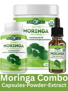 Pura Vida Moringa Powder Combo - Moringa Capsules, Moringa Powder & Moringa Extract