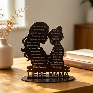 2D Plane Mother-Daughter Gift, Mom Birthday Gift, Love Mom Wooden Sign, Daughter's Gift for Mom, Christmas Calendar