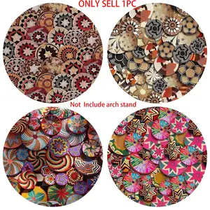 Traditional Ethiopian Floral Pattern Africa Colorful Basket Round Backdrop Cover, Perfect for Mexican Party Decoration, Wedding Party Backdrop, Cultural Tradition Events & Festival Celebrations